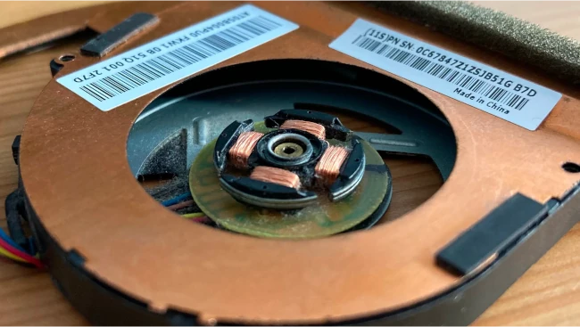 a photo showing the electromagnetic coils used to turn the fan