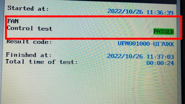 a diagram showing the status of the test, reading PASSED